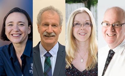 UQ's new ASSA fellows, announced today, from left: Professor Sara Dolnicar, Professor Peter Clarkson, Professor Julie Henry and Professor Justin Kenardy. 